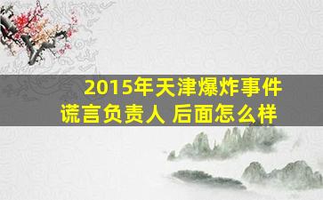 2015年天津爆炸事件谎言负责人 后面怎么样